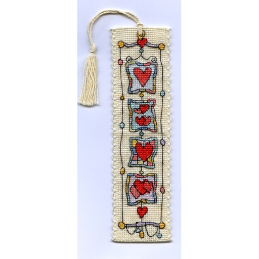 Michael Powell Cross Stitch - Harlequinn Hearts Bookmark Kit