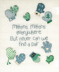 Sue Hillis Designs - Mittens, Mittens - Cross Stitch Pattern with Charms