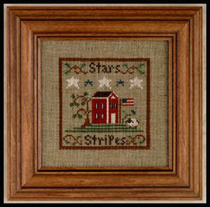 Little House Needleworks - Stars & Stripes-Little House Needleworks - Stars  Stripes, American flag, house, USA, patriotic, 250 anniversary, cross stitch