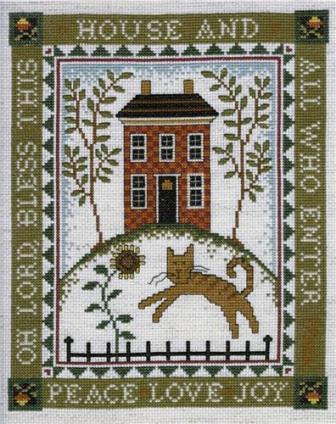 Imaginating - House Blessing-Imaginating - House Blessing, home, cat, sunflower, cross stitch