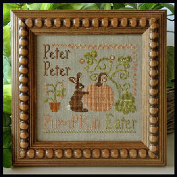 Little House Needleworks - Peter, Peter-Little House Needleworks - Peter, Peter, pumpkin eater, fall, rabbit, bunny, vegetables, garden,  cross stitch