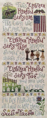 Silver Creek Samplers - Seeds Of Freedom-Silver Creek Samplers, Seeds Of Freedom, patriotic, USA, slavery, free, land of the free, American flag, Cross Stitch Pattern