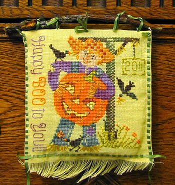 Tempting Tangles - Scarecrow Sam's Jack-o'-Lantern-Tempting Tangles - Scarecrow Sams Jack-o-Lantern, Halloween. pumpkin, black crow, scarecrow, cross stitch 