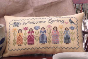 Lila's Studio - Welcome Spring-Lilas Studio - Welcome Spring, sisters, stitching, ladies, cross stitch, flowers,  