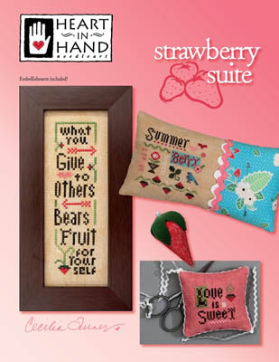 Heart in Hand Needleart - Strawberry Suite-Heart in Hand Needleart - Strawberry Suite, summer, pin pillow, cross stitch  