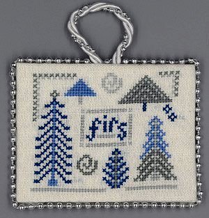 Misty Hill Studio - A Blue & Silver Christmas - Firs-Misty Hill Studio - A Blue  Silver Christmas - Firs, trees, Christmas tree, forest, ornament, cross stitch