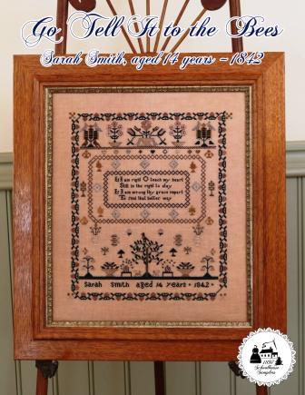 1897 Schoolhouse Samplers - Go Tell it to the Bees - Sarah Smith-1897 Schoolhouse Samplers - Go Tell it to the Bees, Sarah Smith, 1842, sampler, historic, beehive, cross stitch, antiques, sewing