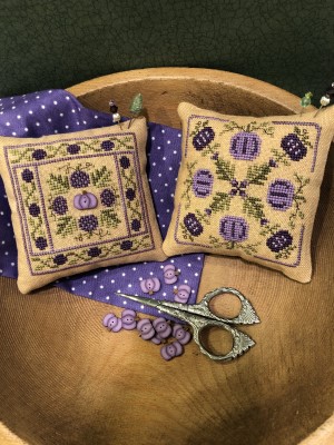 ScissorTail Designs - Purple Pumpkin Pin Keeps-ScissorTail Designs - Purple Pumpkin Pin Keeps, fall, pumpkins, pin cushion, harvest, cross stitch 