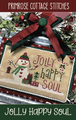 Primrose Cottage Stitches - Jolly Happy Soul-Primrose Cottage Stitches - Jolly Happy Soul, snowman, Christmas, candy cane, gifts, snow, cross stitch