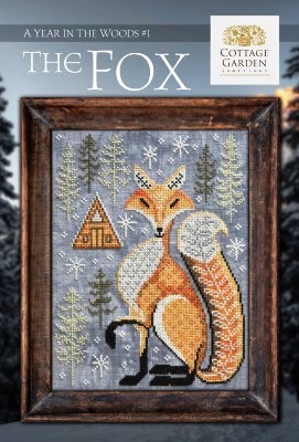 Cottage Garden Samplings - A Year in the Woods 1 - The Fox-Cottage Garden Samplings - A Year in the Woods 1 - The Fox, forest, cabin, snow, cross stitch