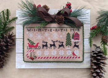 Lila's Studio - Wintertime-Lilas Studio - Wintertime, Christmas, sleigh, reindeer, peppermint, Christmas tree, snowflakes, red house, cardinal, cross stitch