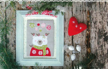 Madame Chantilly - Bear and the Robins-Madame Chantilly - Bear and the Robins, ornaments, Christmas, bear, sweater, birds, cross stitch 