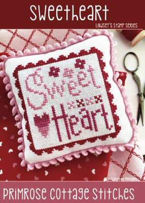 Primrose Cottage Stitches - Sweetheart-Primrose Cottage Stitches - Sweetheart, pillow, love, hearts, romance, cross stitch