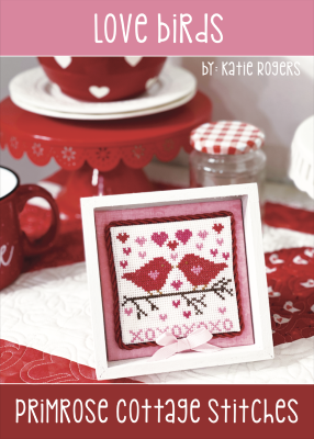 Primrose Cottage Stitches - Love Birds-Primrose Cottage Stitches - Love Birds, hearts, love, romance, branch, cross stitch 