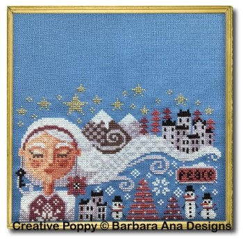 Barbara Ana Designs - Dreaming Miss Claus-Barbara Ana Designs - Dreaming Miss Claus, Santa Claus, winter, town, snowman, cross stitch