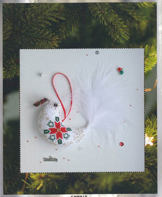 Cotton Pixels - 3D Winter Bird-Cotton Pixels - 3D Winter Bird, ornament, flowers, Christmas, cross stitch