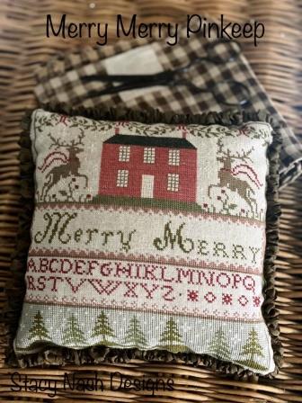 Stacy Nash Primitives - Merry Merry Pinkeep-Stacy Nash Primitives - Merry Merry Pinkeep, ornament, Christmas, sampler, reindeer, pincushion, cross stitch