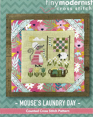Tiny Modernist - Mouse's Laundry Day-Tiny Modernist - Mouses Laundry Day, quilt, sheep, laundry basket, cross stitch