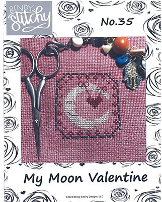 Bendy Stitchy - My Moon Valentine-Bendy Stitchy - My Moon Valentine, hearts, Valentines Day, moon, happy, love, pink, Sulky, cross stitch