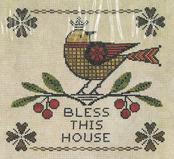 Artful Offerings - Bless This House-Artful Offerings - Bless This House, bird, welcome, cherries, cross stitch  