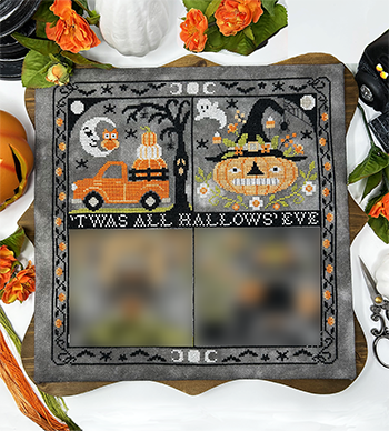 Tiny Modernist - 'Twas All Hallows' Eve - Part 2-Tiny Modernist - Twas All Hallows Eve - Part 2, pumpkin, black hat, Halloween, fall, ghost, flowers, cross stitch 