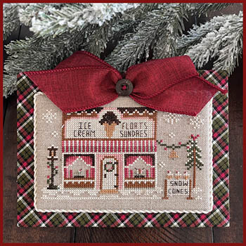 Little House Needleworks - Hometown Holiday - Ice Cream Shop-Little House Needleworks - Hometown Holiday - Ice Cream Shop, neighborhood, family, deserts, sweets, winter, cross stitch