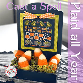 Hands On Design - Plaid All Year - Cast A Spell-Hands On Design - Plaid All Year - Cast A Spell, pumpkins, fall, Halloween, frogs, fly, cross stitch 