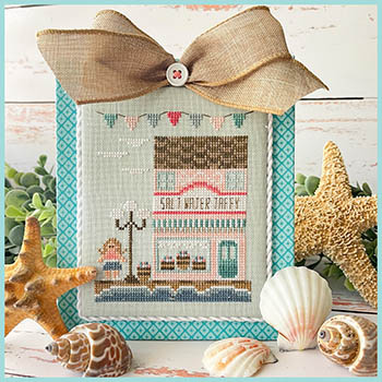 Country Cottage Needleworks - Beach Boardwalk # 6 - Salt Water Taffy Shop-Country Cottage Needleworks - Beach Boardwalk  6 - Salt Water Taffy Shop, ocean, beach, sand, waves, family, amusment park, candy, cross stitch 