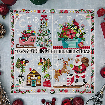 Tiny Modernist - The Night Before Christmas 4-Tiny Modernist - The Night Before Christmas 4, Santa Claus, reindeer, chimney, snowflakes, cross stitch  