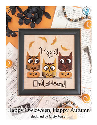 Luminous Fiber Arts - Happy Owloween, Happy Autumn-Luminous Fiber Arts - Happy Owloween, Happy Autumn, owls, fall, Halloween, harvest, cross stitch