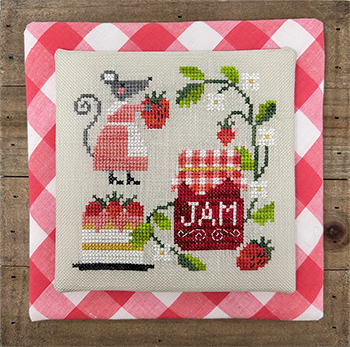 Tiny Modernist - Mouse's Strawberry Jam-Tiny Modernist - Mouses Strawberry Jam, love, Valentine, berries, key, hearts, bird, cross stitch