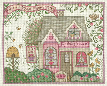 Imaginating - Rosie's Cupcakes-Imaginating - Rosies Cupcakes, bakery, beehive, flowers, pastries, desserts, store, cross stitch 