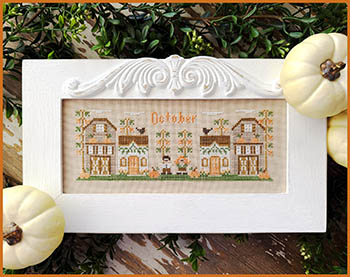 Country Cottage Needleworks - Monthly Mini Village #10 October-Country Cottage Needleworks - Monthly Mini Village 10 October, fall, pumpkins, crow, barn, neighborhood, scarecrow, cross stitch