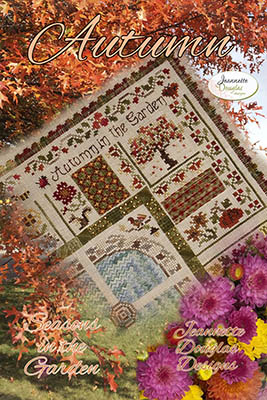 Jeannette Douglas Designs - Seasons in the Garden - Autumn-Jeannette Douglas Designs - Seasons in the Garden - Autumn, fall, flowers, pumpkin, tree, squirrel, birds, cross stitch