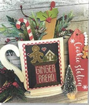 Crafty Bluebonnet - Gingerbread Spool-Crafty Bluebonnet - Gingerbread Spool, Christmas, gingerbread man, peppermint, candy cane, Christmas tree, cross stitch