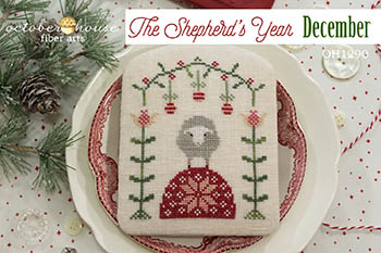 October House - The Shepherd's Year - 12 December-October House - The Shepherds Year - 12 December, sheep, ornaments, quilt star, flowers, Christmas, cross stitch