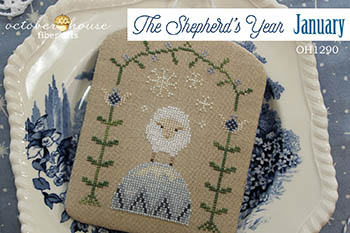 October House - The Shepherd's Year - 01 January-October House - The Shepherds Year - 01 January, snow, sheep, arbor, trellis, snowflakes, cross stitch 