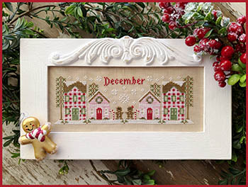 Country Cottage Needleworks - Monthly Mini Village #12 December-Country Cottage Needleworks - Monthly Mini Village 12 December, gingerbread, Christmas, gingerbread man, snow, trees, cross stitch