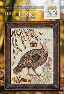 Cottage Garden Samplings - A Year in the Woods II - 05 The Turkey-Cottage Garden Samplings - A Year in the Woods II - 05 The Turkey, Thanksgiving, leaves, birds, flowers, cross stitch 
