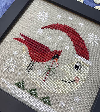 Stitches by Ethel - Christmas Moon-Stitches by Ethel - Christmas Moon, cardinal, candy cane, Santa Claus hat, Christmas tree, snowflakes, moon, cross stitch