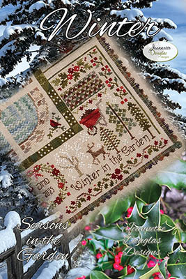 Jeannette Douglas Designs - Seasons In The Garden - Winter-Jeannette Douglas Designs - Seasons In The Garden - Winter, snow, plants, deer, Christmas, seasons, cross stitch
