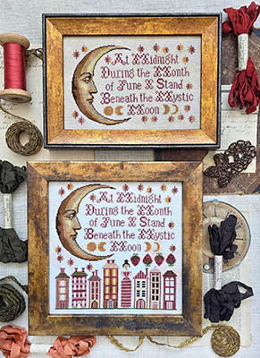 Kathy Barrick - Mystic Moon-Kathy Barrick - Mystic Moon, Edgar Allan Poe, night, houses, lady, cross stitch
