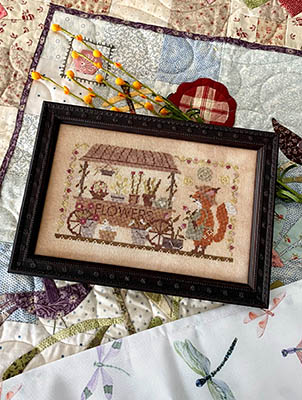 Blueberry Ridge Design - Fox and Flower Co.-Blueberry Ridge Design - Fox and Flower Co. flower cart, fox, flowers, vendor, garden, cross stitch