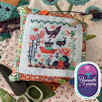 Pansy Patch Quilts and Stitchery - XStitch the Rainbow - Beneath the Waves - Houseboat Hangout-Pansy Patch Quilts and Stitchery - XStitch the Rainbow - Beneath the Waves - Houseboat Hangout, ocean, under the sea, house, whale, fishes, treasure, anchor, seal, threads, cross stitch