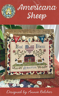 Annie Beez Folk Art - Americana Sheep-Annie Beez Folk Art - Americana Sheep, American flag heart, sheep, God, bless, home, cross stitch 