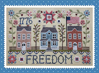 Waxing Moon Designs - Freedom Street-Waxing Moon Designs - Freedom Street, 1776-2026, neighborhood, USA, patriotic, American flag, flowers, cross stitch