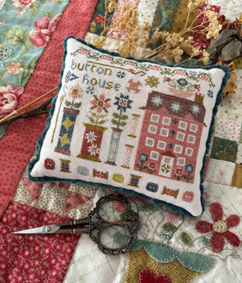Pansy Patch Quilts and Stitchery - The Houses on Stitchery Lane Part 3 Button House-Pansy Patch Quilts and Stitchery - The Houses on Stitchery Lane Part 3 Button House, stitching, houses, neighborhood, buttons, spools, cross stitch