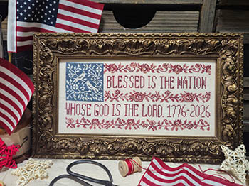 Quaint Rose Needlearts - Toile Flag-Quaint Rose Needlearts - Toile Flag, USA, America, birds, patriotic, Semiquicentennial, cross stitch