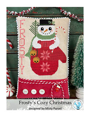 Luminous Fiber Arts - Frosty's Cozy Christmas-Luminous Fiber Arts - Frostys Cozy Christmas, snowman, mitten, winter, pillow, cross stitch