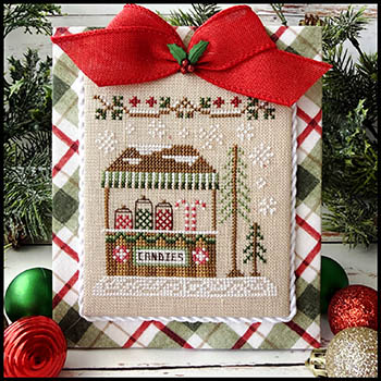 Country Cottage Needleworks - Christmas Market 09 Christmas Candy Stand-Country Cottage Needleworks - Christmas Market 09 Christmas Candy Stand, vendors, selling, candy cane, cross stitch 